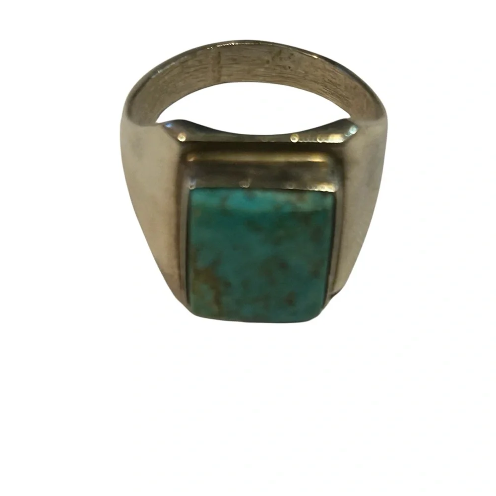 Genuine Men’s Silver Turquoise Ring